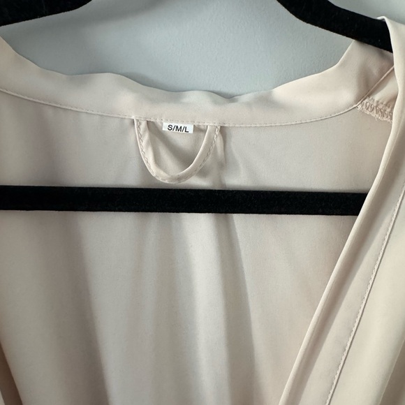 Cream Colored Robe with Ruffle Sleeves and Ruffle Hem - Picture 5 of 6